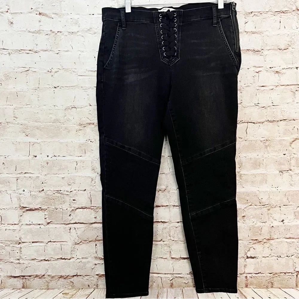 Gap moto skinny jeans lace up front grunge festival rock